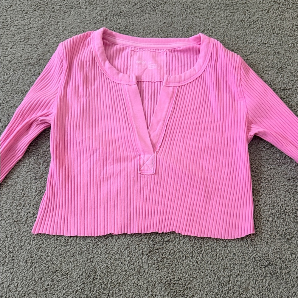 Aerie Pink Ribbed Crop Top
